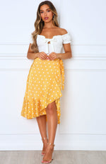 Hand In Hand Midi Skirt Yellow Polka Dot