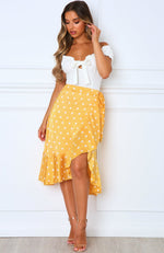 Hand In Hand Midi Skirt Yellow Polka Dot