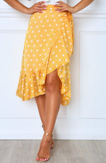 Hand In Hand Midi Skirt Yellow Polka Dot