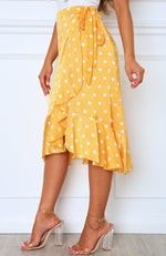 Hand In Hand Midi Skirt Yellow Polka Dot