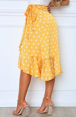 Hand In Hand Midi Skirt Yellow Polka Dot