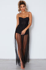 Totally Bangin' Mesh Maxi Dress Black/Gold