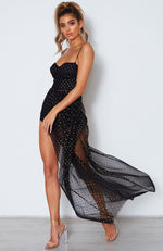 Totally Bangin' Mesh Maxi Dress Black/Gold