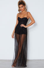 Totally Bangin' Mesh Maxi Dress Black/Gold