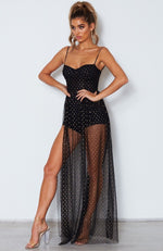 Totally Bangin' Mesh Maxi Dress Black/Gold