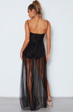 Totally Bangin' Mesh Maxi Dress Black/Gold