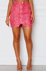 Cobra Mini Skirt Neon Pink Snake