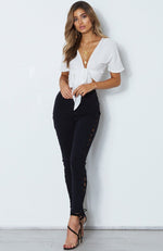 Rascal Lace Up Skinny Jeans Washed Black