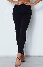 Rascal Lace Up Skinny Jeans Washed Black