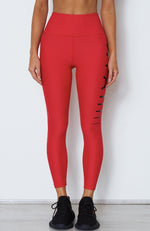 Lulu Logo Leggings Red