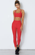 Poppy Logo Sports Bra Red