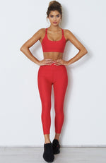 Poppy Logo Sports Bra Red