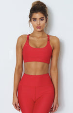 Poppy Logo Sports Bra Red