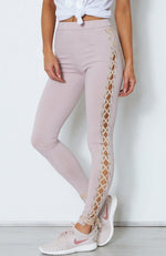 Gracie Lace Up Leggings Ash Mauve