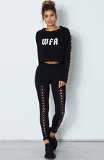 Suri Lace Up Leggings Black