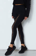 Suri Lace Up Leggings Black