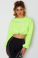 Nobody's Business Cropped Sweater Neon Green