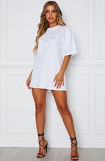 All The Way Up Tee Dress White