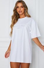 All The Way Up Tee Dress White