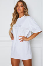 All The Way Up Tee Dress White