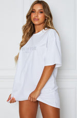 All The Way Up Tee Dress White