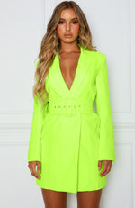 Join The Club Blazer Dress Neon Yellow