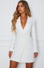 Join The Club Blazer Dress White