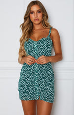 Walkin' Away Mini Dress Green Print