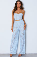 Cherie Lace Palazzo Pants Baby Blue