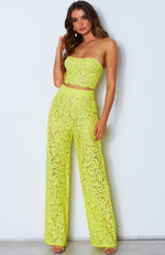 Cherie Lace Palazzo Pants Citrus Yellow