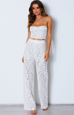 Cherie Lace Palazzo Pants Off White