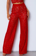 Cherie Lace Palazzo Pants Red