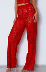 Cherie Lace Palazzo Pants Red