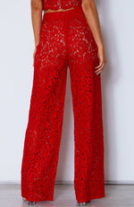 Cherie Lace Palazzo Pants Red