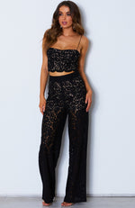 Cherie Lace Palazzo Pants Black