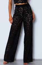 Cherie Lace Palazzo Pants Black