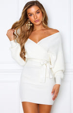 Wanna Bet Knit Dress White