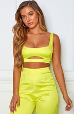 Charged Up Crop Neon Yellow