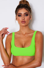 Flamingo Bikini Top Neon Green