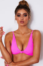 Hacienda Bikini Top Neon Pink Rib