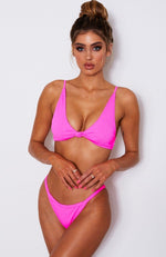 Hacienda Bikini Top Neon Pink Rib