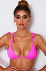 Pasadena Bikini Top Neon Pink Rib