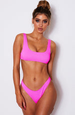 Palm Springs Bikini Top Neon Pink Rib