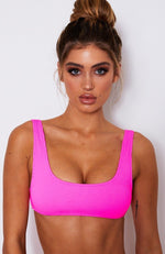 Palm Springs Bikini Top Neon Pink Rib