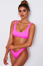 Palm Springs Bikini Top Neon Pink Rib