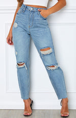 Love Stoned Boyfriend Jeans Retro Washed Blue