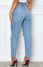 Love Stoned Boyfriend Jeans Retro Washed Blue