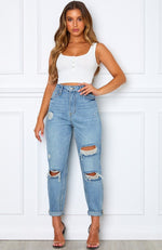 Love Stoned Boyfriend Jeans Retro Washed Blue