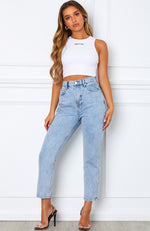 Drive Me Crazy Cropped Jeans Mid Blue