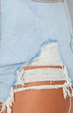 Trouble Distressed Shorts Light Blue